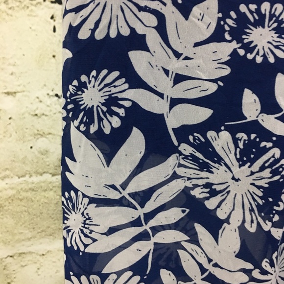 Sans Souci Blue Floral Sheer Wide Leg Pants - Picture 2 of 5